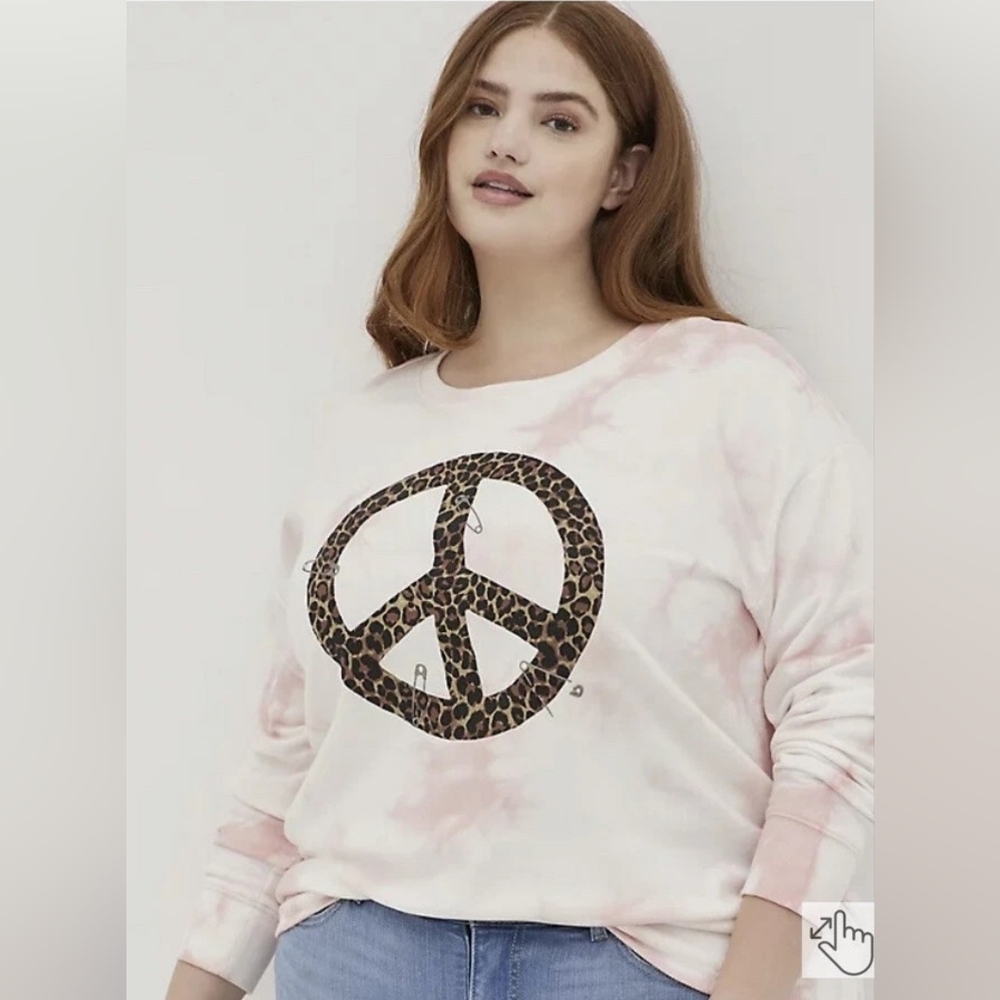 Torrid Leopard Peace Sign Sweatshirt Sz 4X NWT